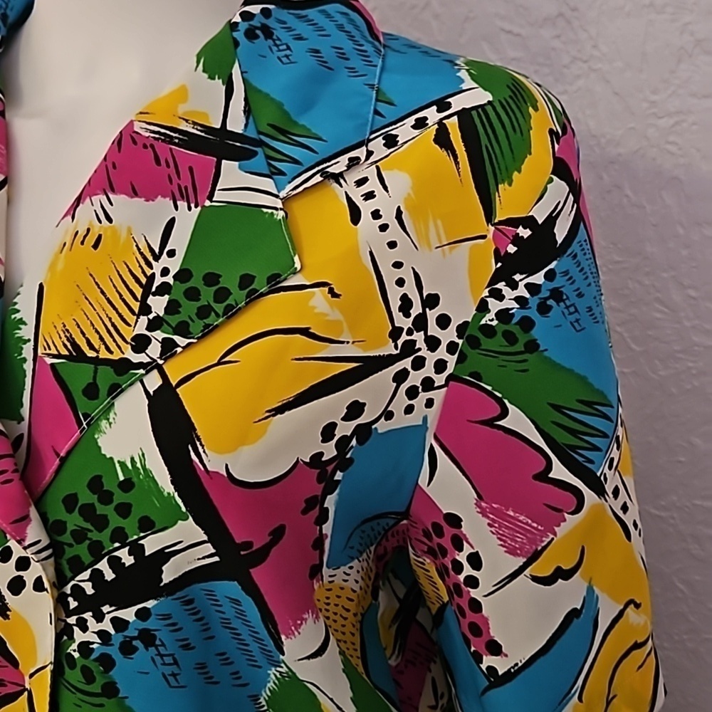 VTG JORDAN 1980s Colorful Graffiti Blouson Blouse - Picture 5 of 8